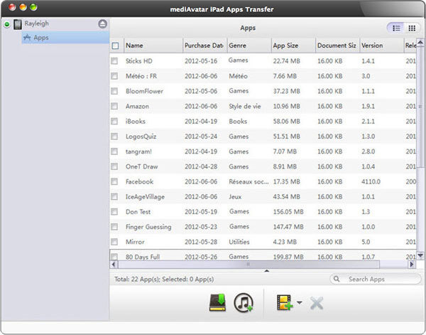 MediAvatar iPad Apps Transfer for Mac Screenshot